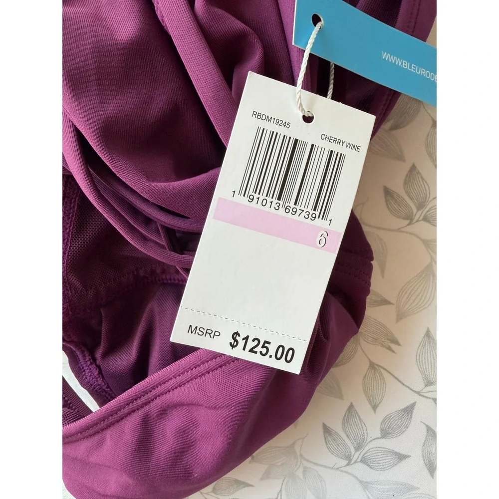 Bleu Rod Beattie One Piece Swimsuit  Grenache Burgundy Mesh Strappy Back size 6
